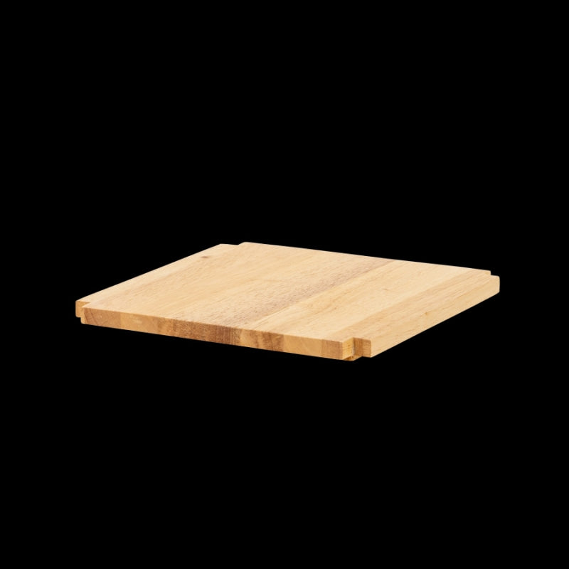 Square Tile With Corner Cut Out, 9.5" X 9.5" X 0.625", Axis Buffet System, Spire Light Wood