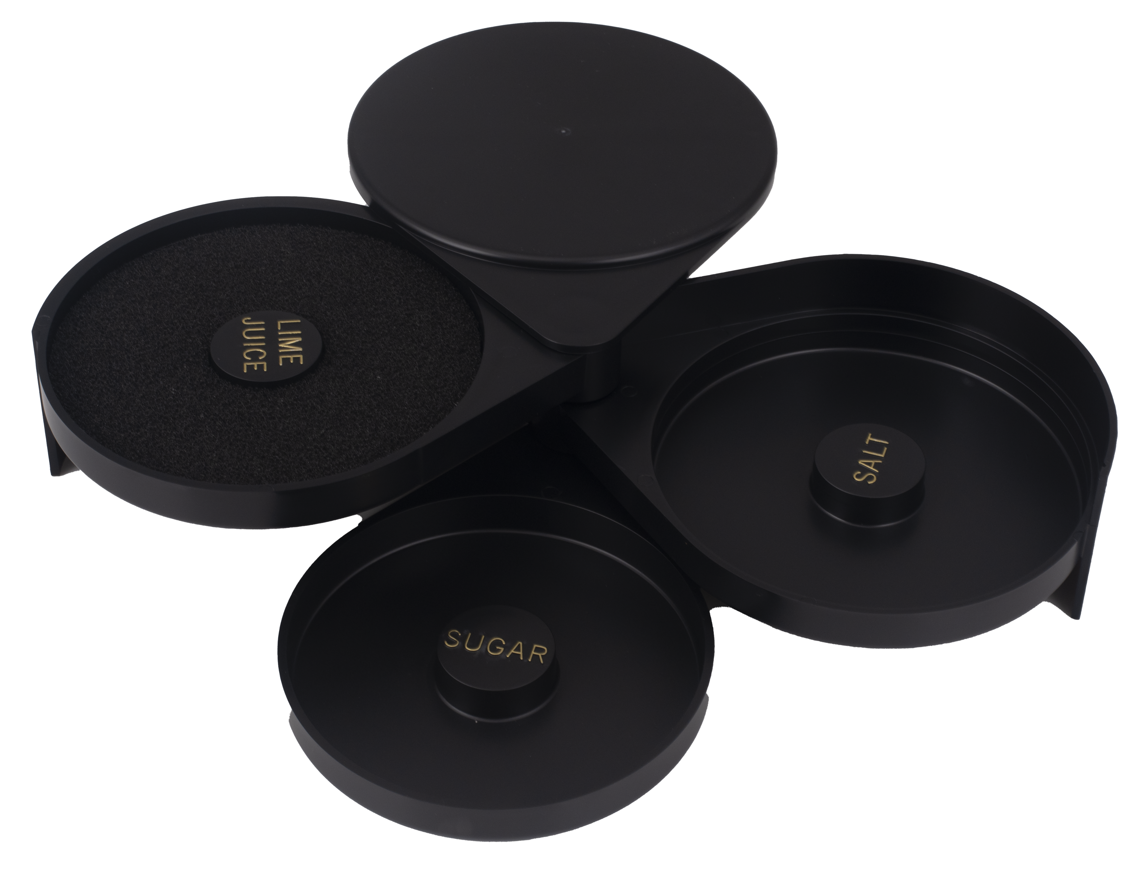 Glass Rimmer, 3 Swing Trays, Black Plastic