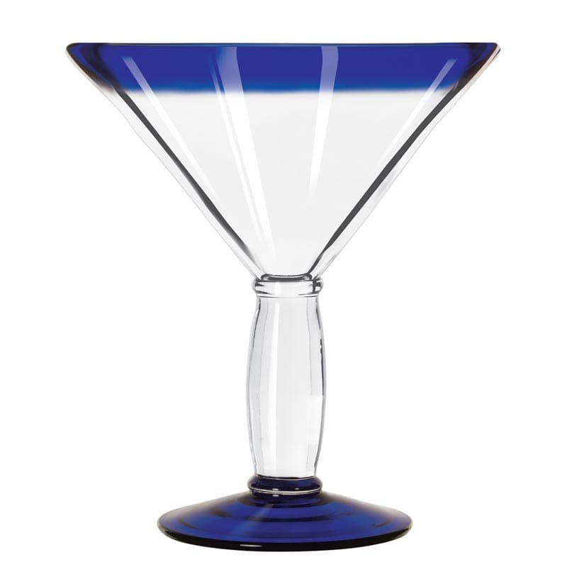 Aruba 15 oz. Cocktail Glass with Cobalt Blue Rim