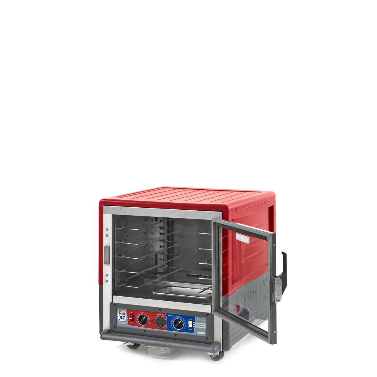 C5™ 3 Series Undercounter Red Insulation Armour™ Low Wattage Heated Holding Cabinet w/ (10) Pan Capacity, Lip Load Slides, Clear Door, 120v
