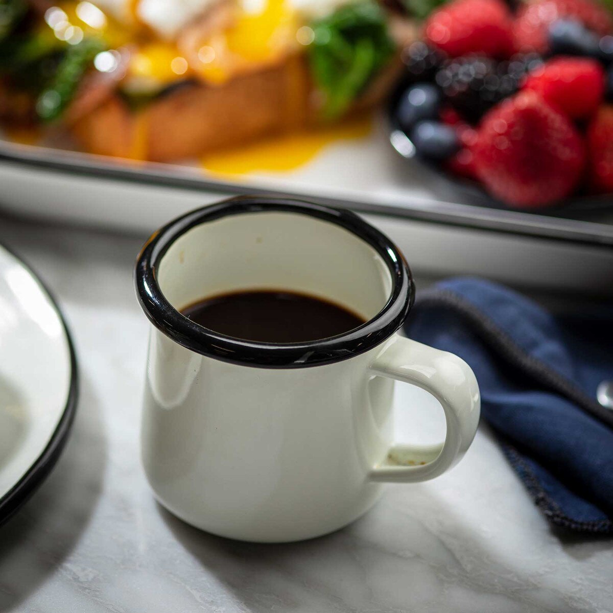 Enamelware Collection™ 6 oz. Mug, White/Black