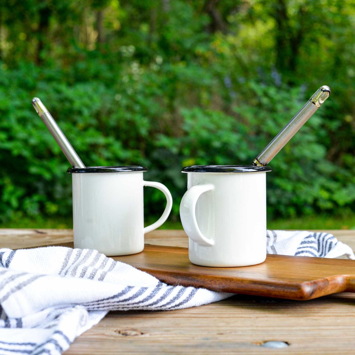 Enamelware Collection™ 12 oz. Mug, White/Black