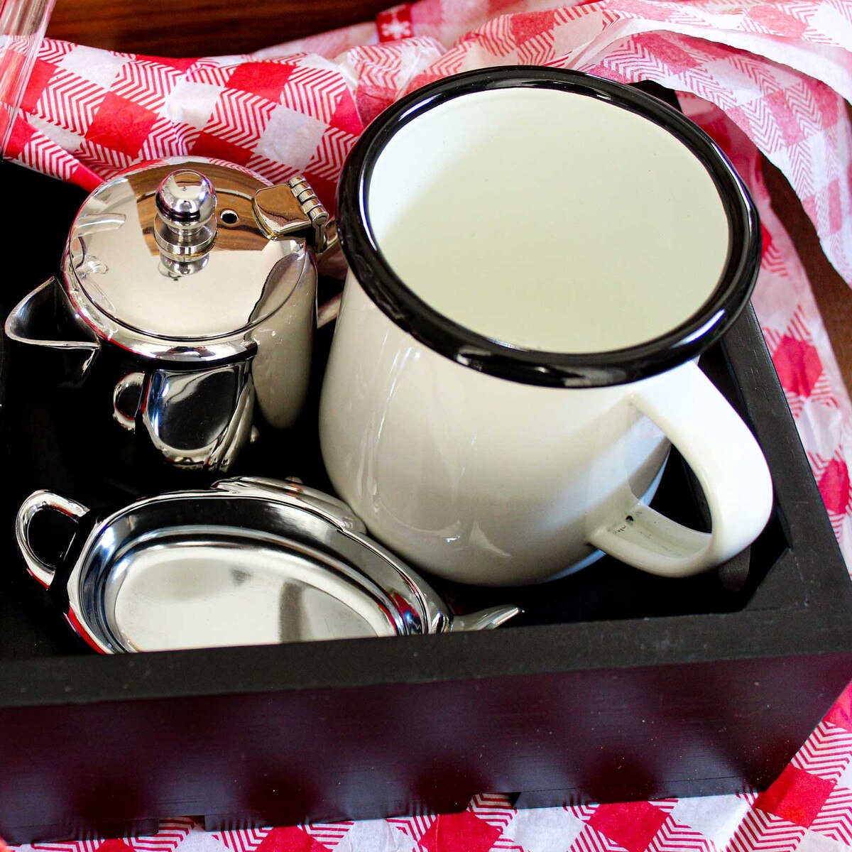 Enamelware Collection™ 16 oz. Mug, White/Black