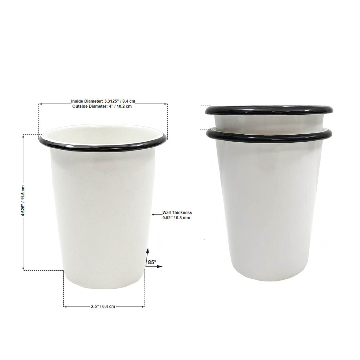 Enamelware Collection™ 16 oz. Side Cup, White/Black