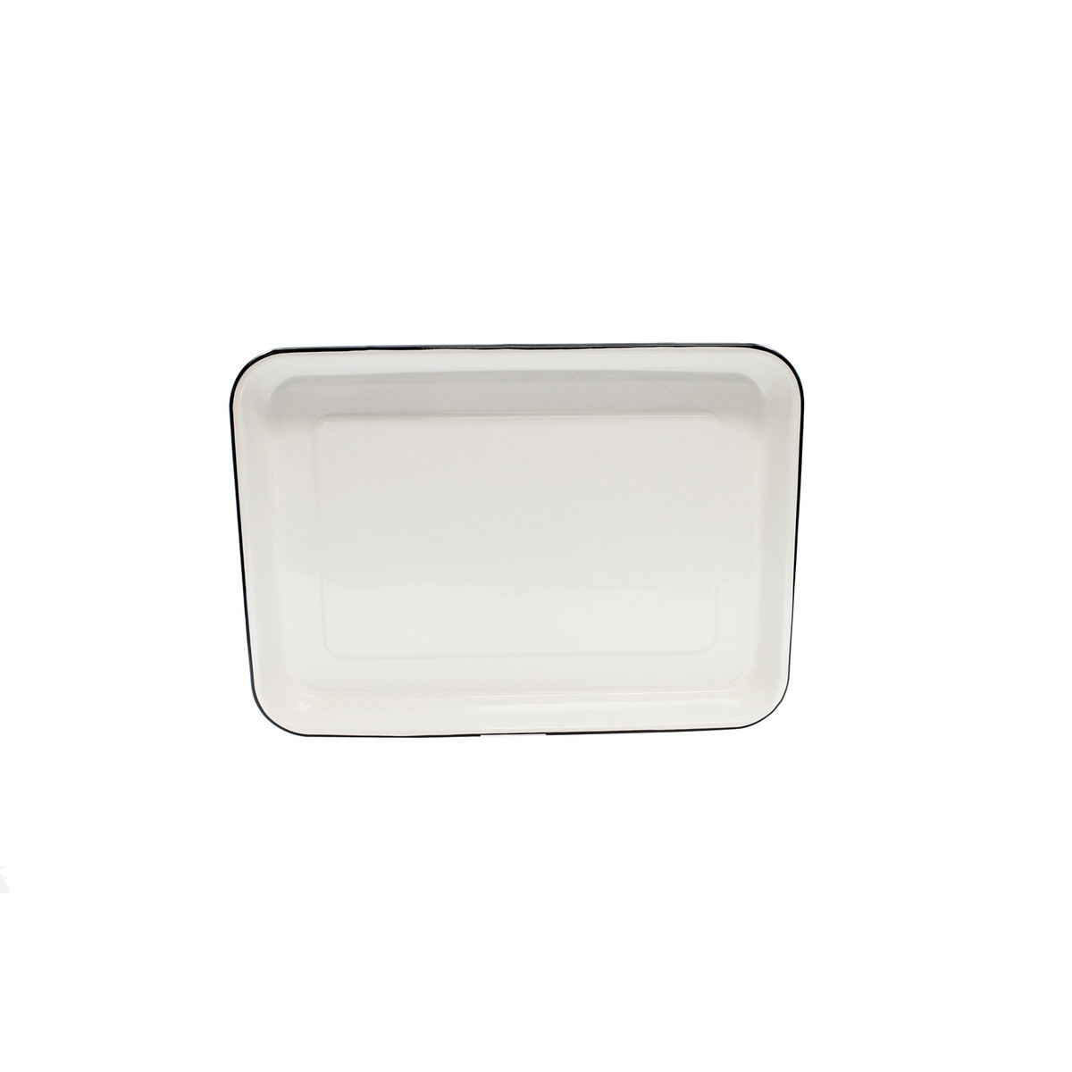 Enamelware Collection™ 16" x 11.5" Rectangular Serving Tray, White/Black