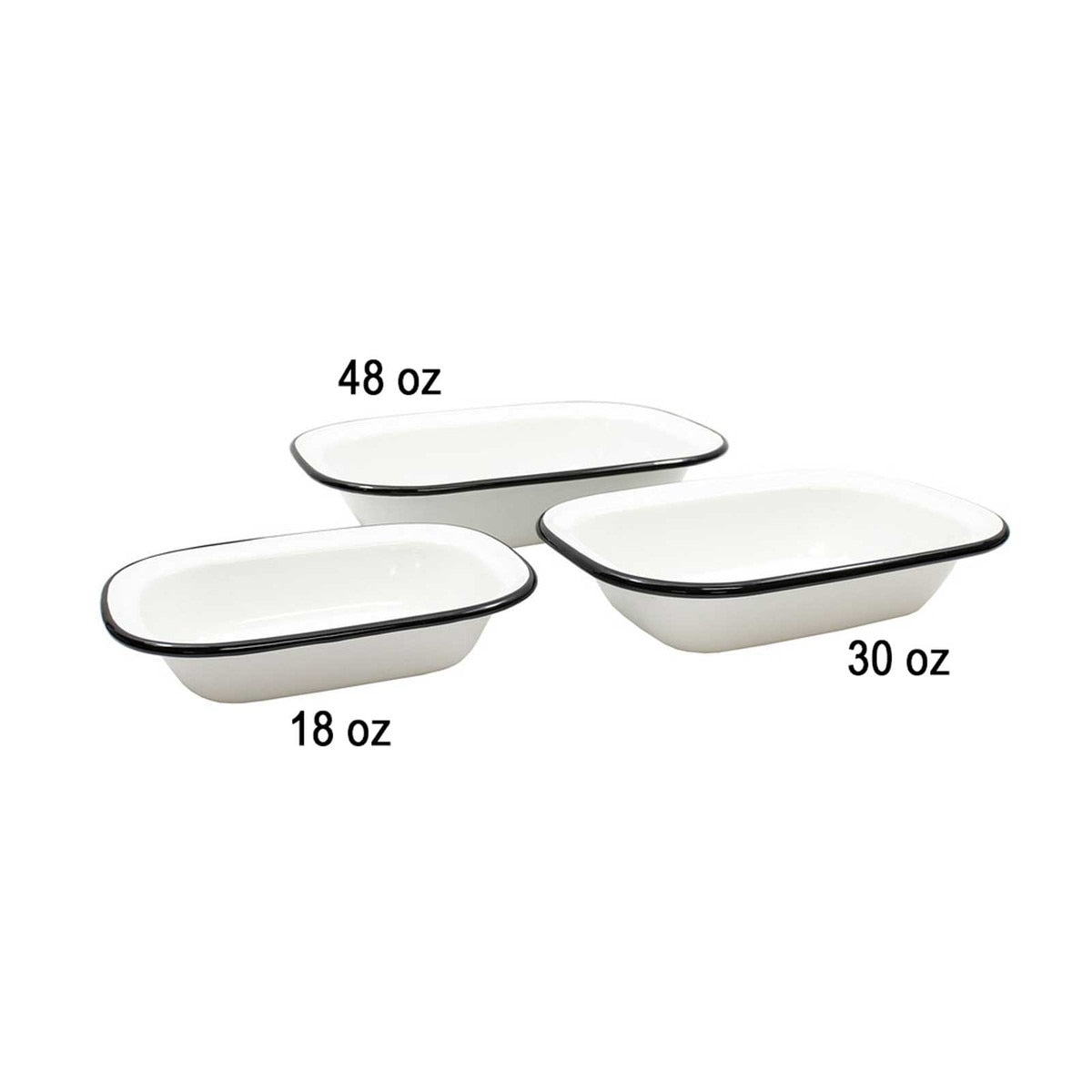 Enamelware Collection™ 11" x 8.125" Rectangular Serving Pan, White/Black