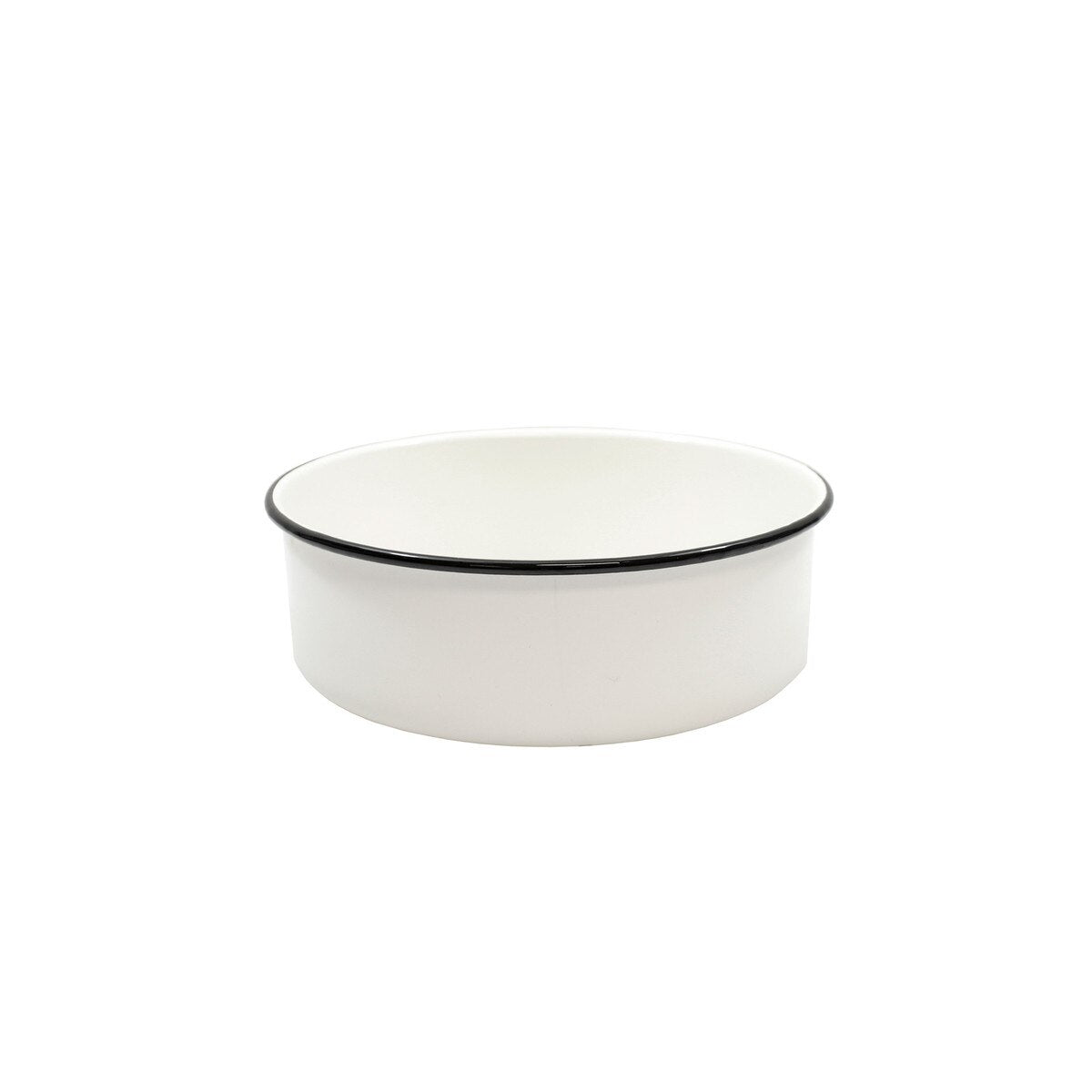 Enamelware Collection™ 10.125" Round Serving Tray, White/Black