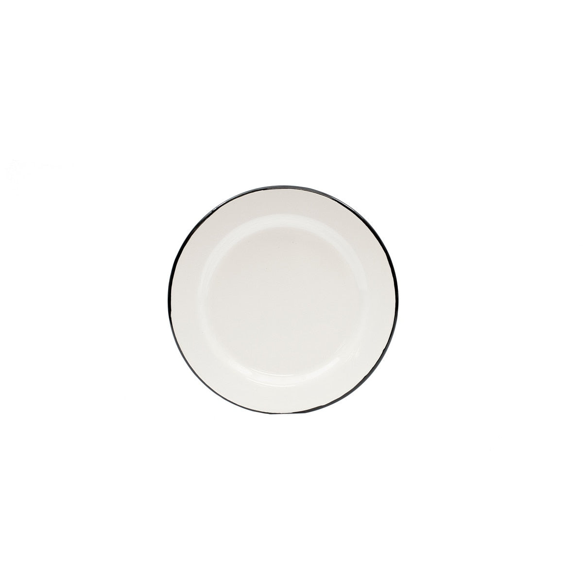 Enamelware Collection™ 8" Round Plate - Enamelware, White/Black