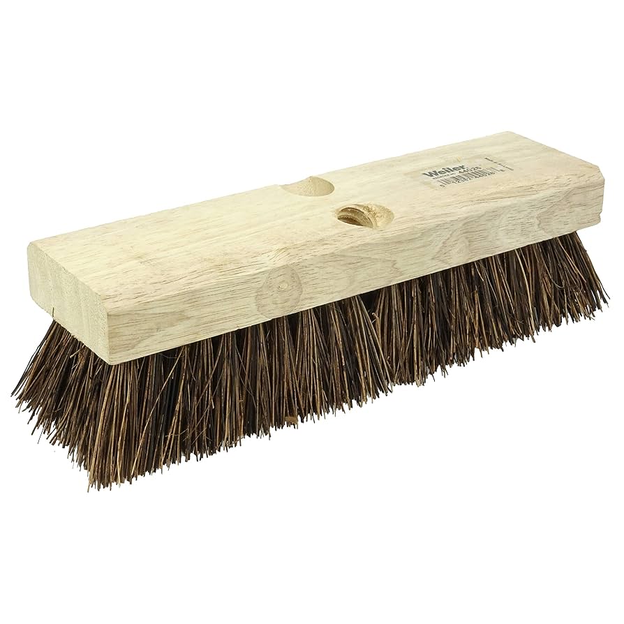 Deck Scrub, 10" x 3", Stiff Palmyra Fiber With Hardwood LacqUered Block