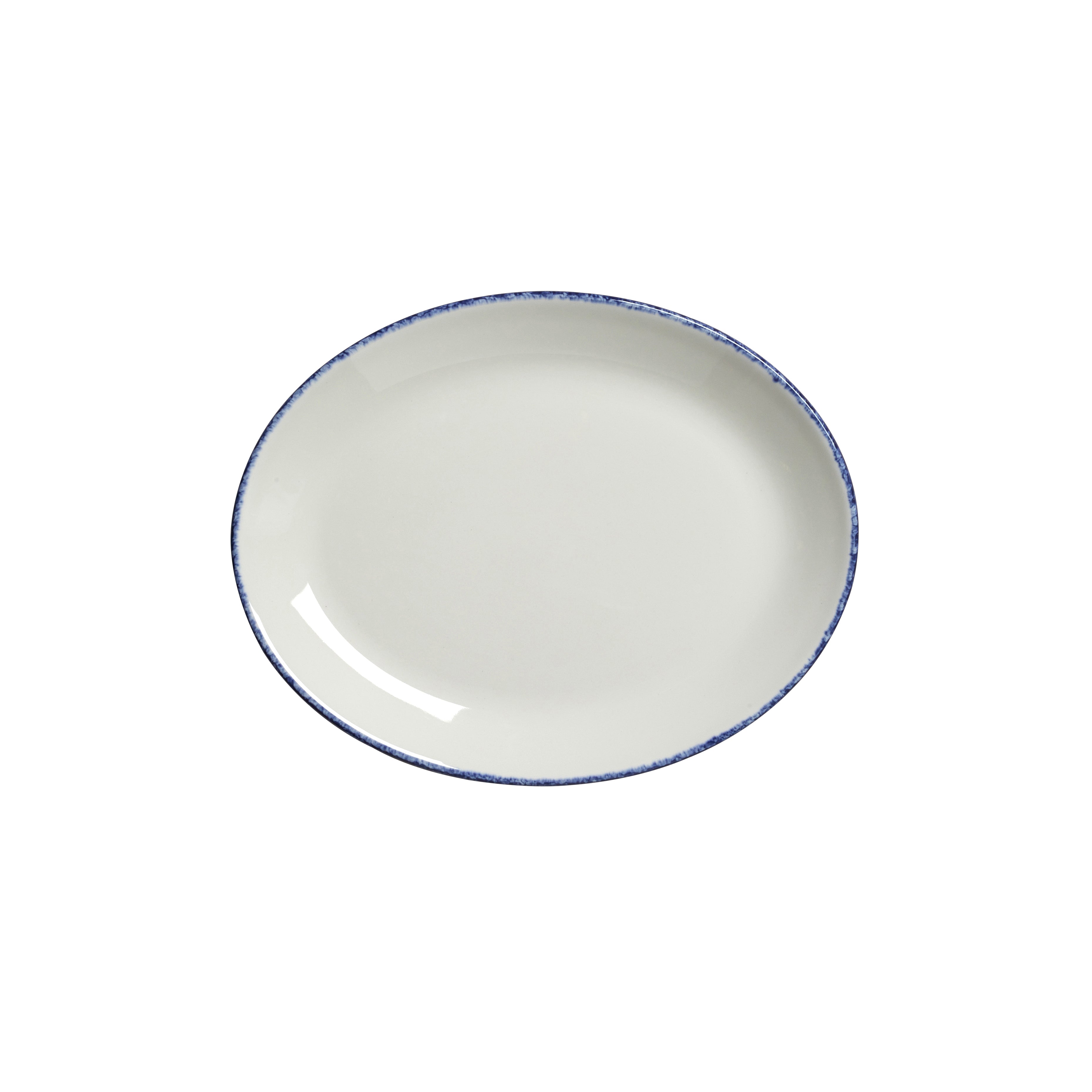 Oval Coupe Platter L 8.0" W 6.375" Blue Dapple