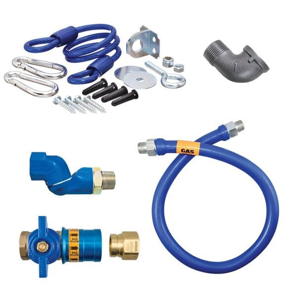 1/2"D Blue Hose™ Moveable Gas Connector Kit 60"L, Stainless Steel Braid, Safety Quik® QDV, Swivel MAX®, Restraining Cable, 56,000 BTU/hr