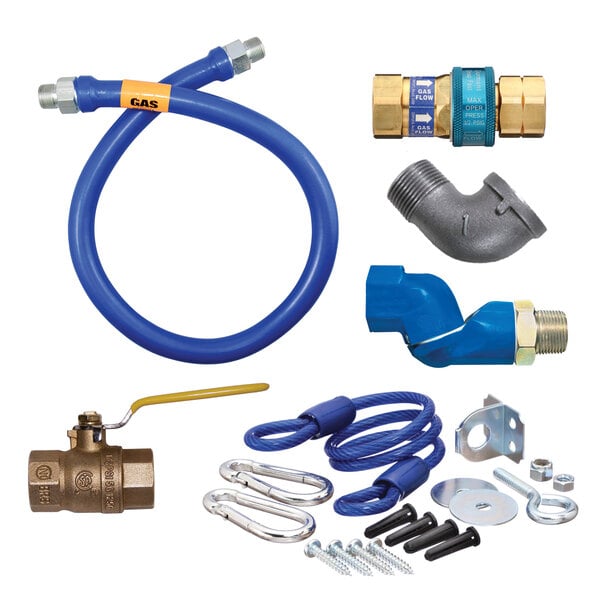 1/2"D Blue Hose™ Moveable Gas Connector Kit 48"L, Stainless Steel Braid, SnapFast® QD, Swivel MAX®, Elbow, Safety Set®, Full Port Valve