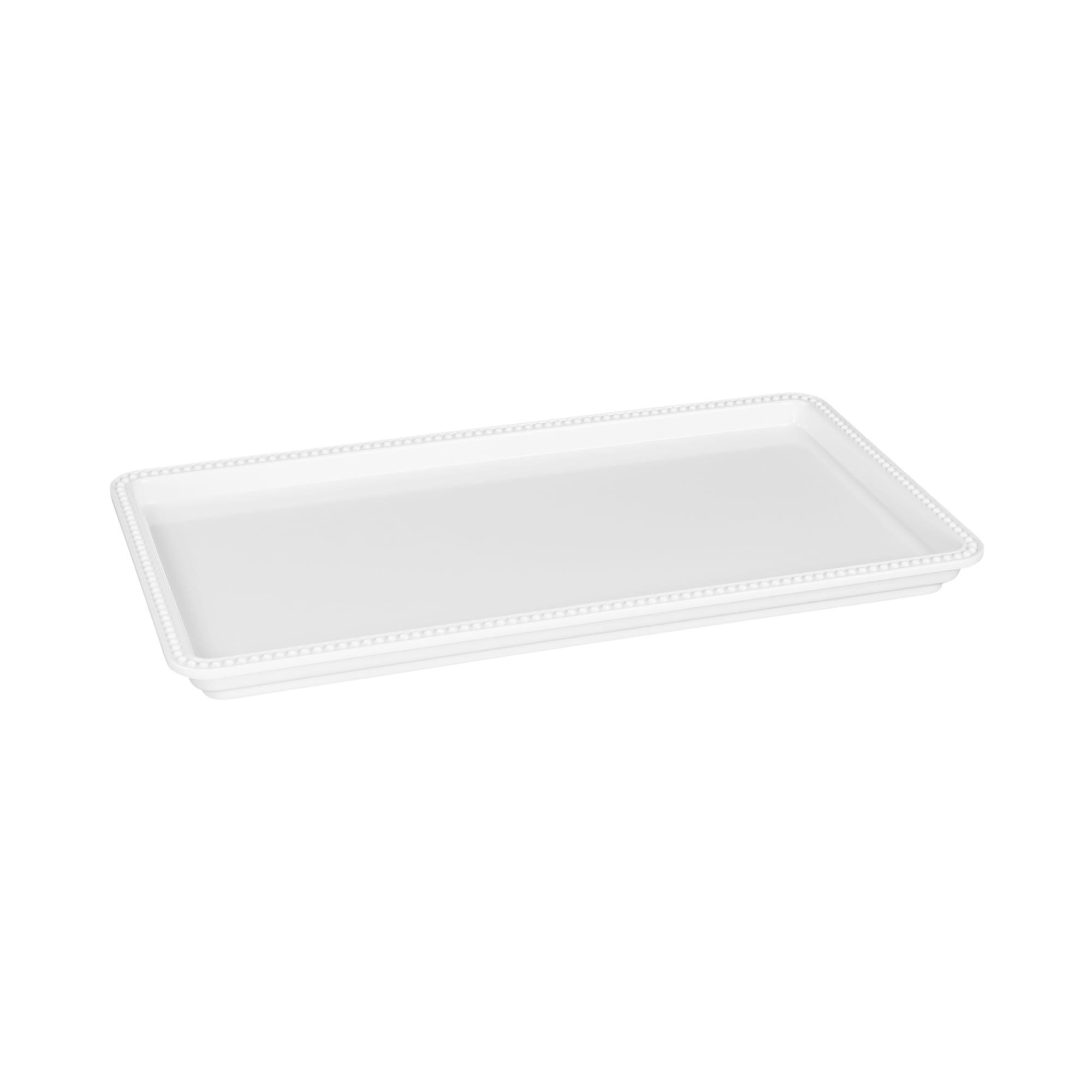 Elite Global Solutions Venetian 15" x 8" x 1" Beaded Rectangular Tray, Display White