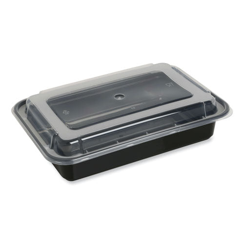 48oz Black Round Microwavable Food Container, Combo