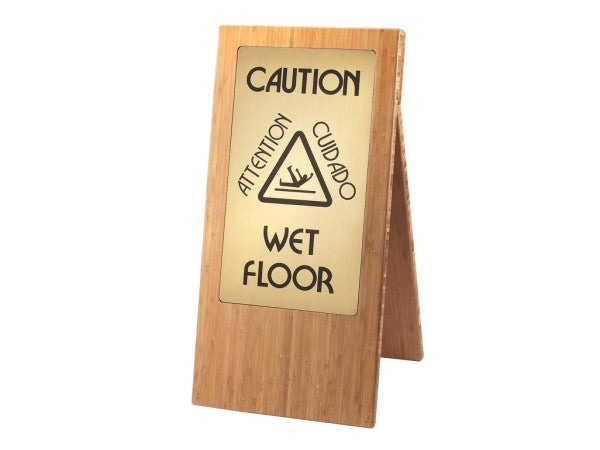 Bamboo Bilingual "Wet Floor" Safety Sign