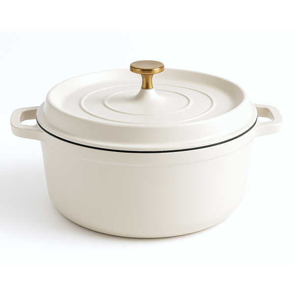 Ironlite Deep Casserole 7.2 Qt White Ceramic with Lid