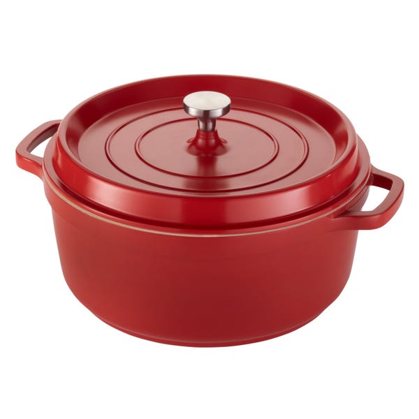 Ironlite Casserole, 7.2 qt. red exterior, cream interior