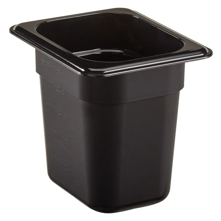 Camwear® 1.5 qt. 1/8 Size Black Polycarbonate Food Pan