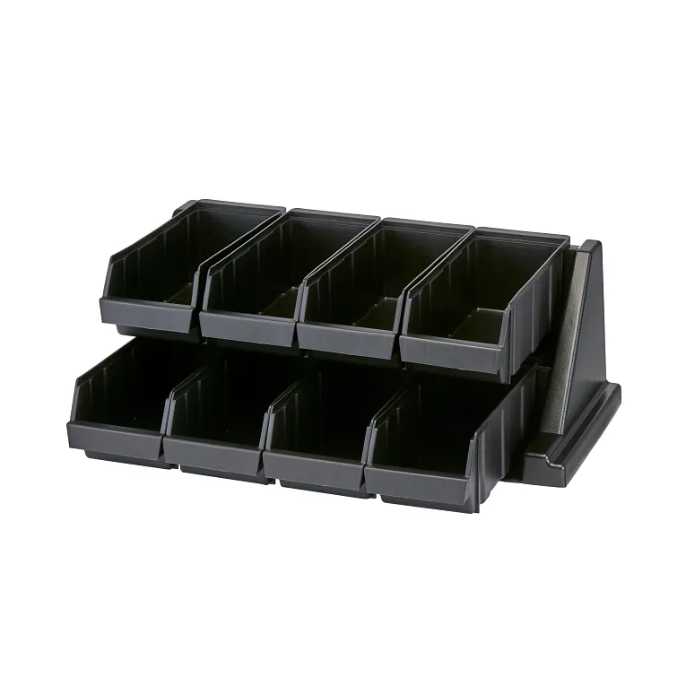 Versa Black 2-Tier Condiment Stand with 8 Bins