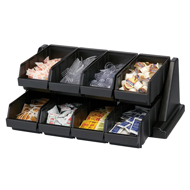 Versa Black 2-Tier Condiment Stand with 8 Bins