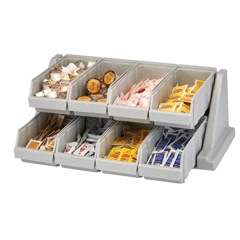Versa Speckled Gray 2-Tier Condiment Stand with 8 Bins