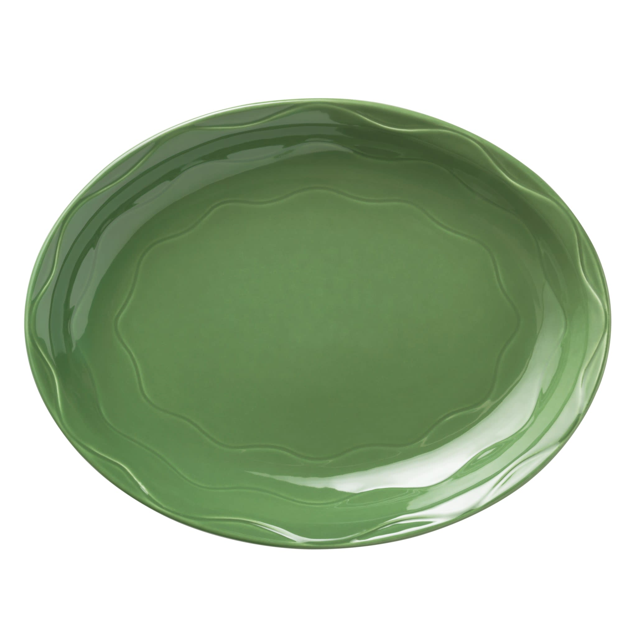 Cantina 11-5/8 in. x 9-1/4 in. Sage Platter Carved Pattern