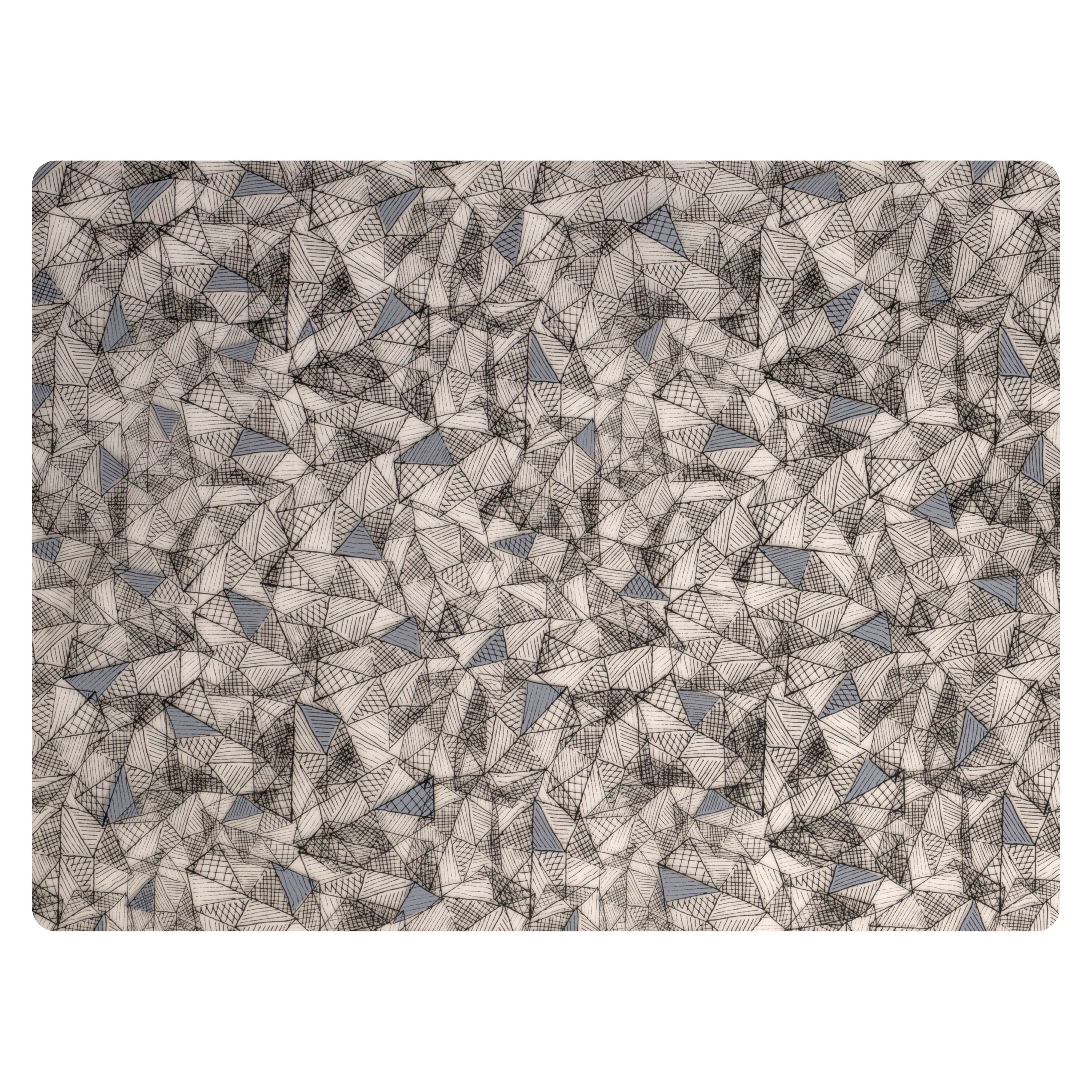 Black And Grey Hatch Silicone Placemat L 16.0" W 12.0" Modern Twist