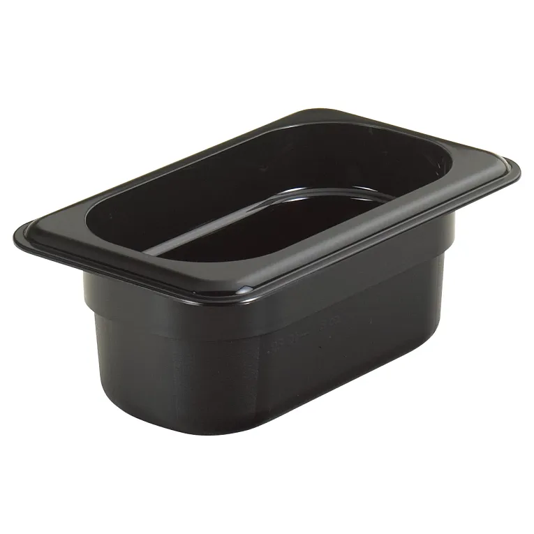 Camwear® 0.6 qt. 1/9 Size Black Polycarbonate Food Pan