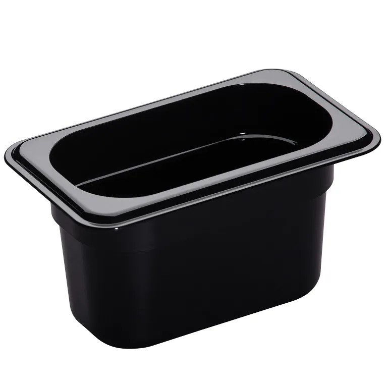 Camwear® 0.9 qt. 1/9 Size Black Polycarbonate Food Pan