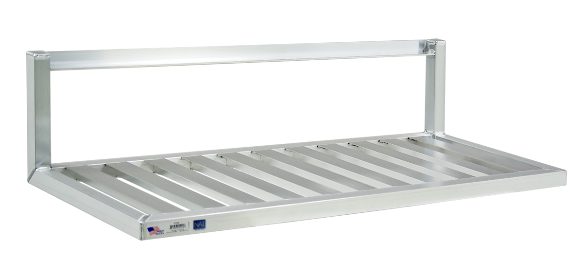 Heavy Duty Welded T-Bar (Slatted) Aluminum Inverted Wall-Mounted Shelf - 60"L x 19.5"W x 12"H