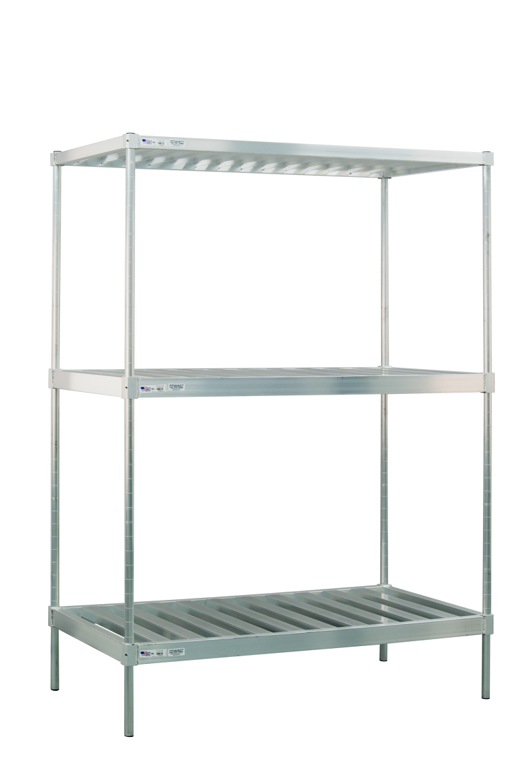 Heavy Duty Adjustable (Modular) Aluminum Double-Deep Slatted T-Bar (Lite) Top Shelf for Adjustable Keg Shelving Units - 34"W x 2"H x 60"L