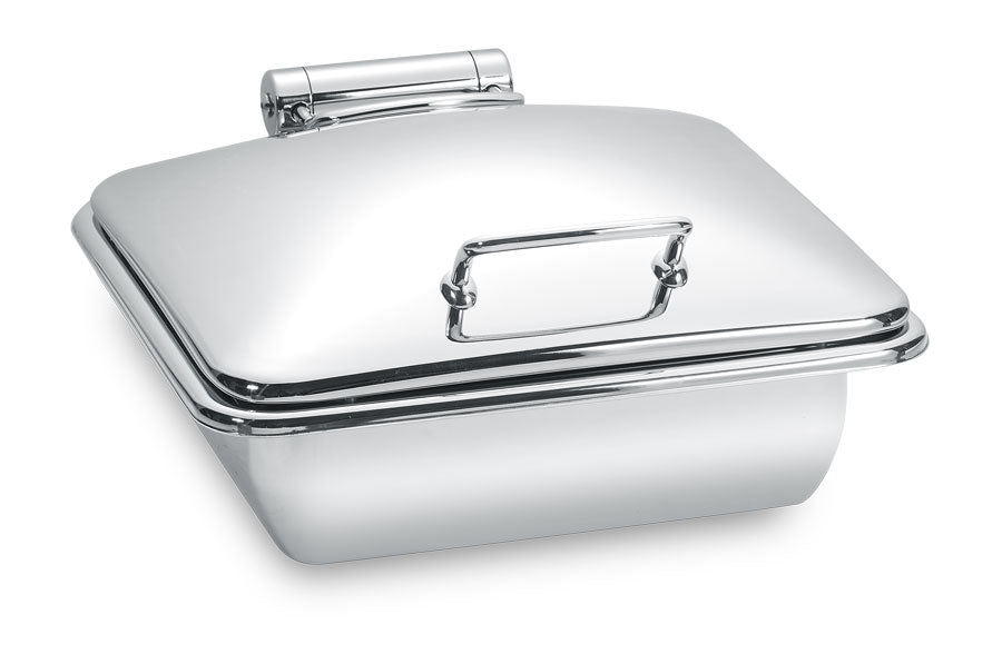 Park Avenue 6 Quart Square Chafing Dish w/ Hinged Lid, Stainless Steel