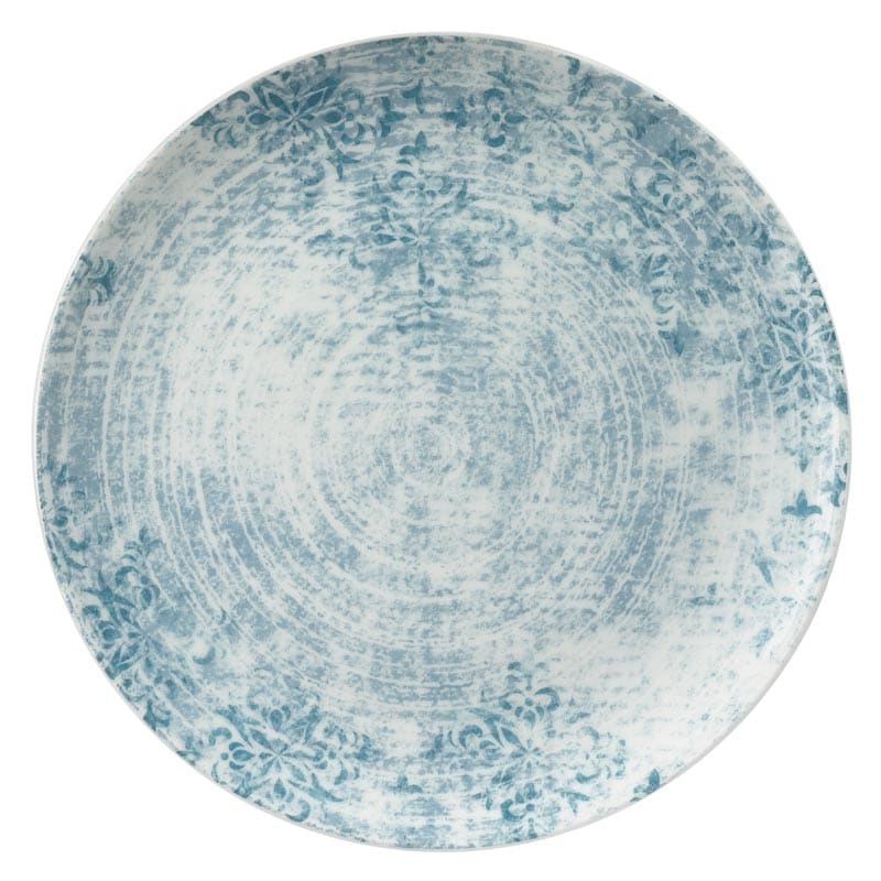 Shabby Chic Coupe Plate, 11", Structure Blue with Ornaments