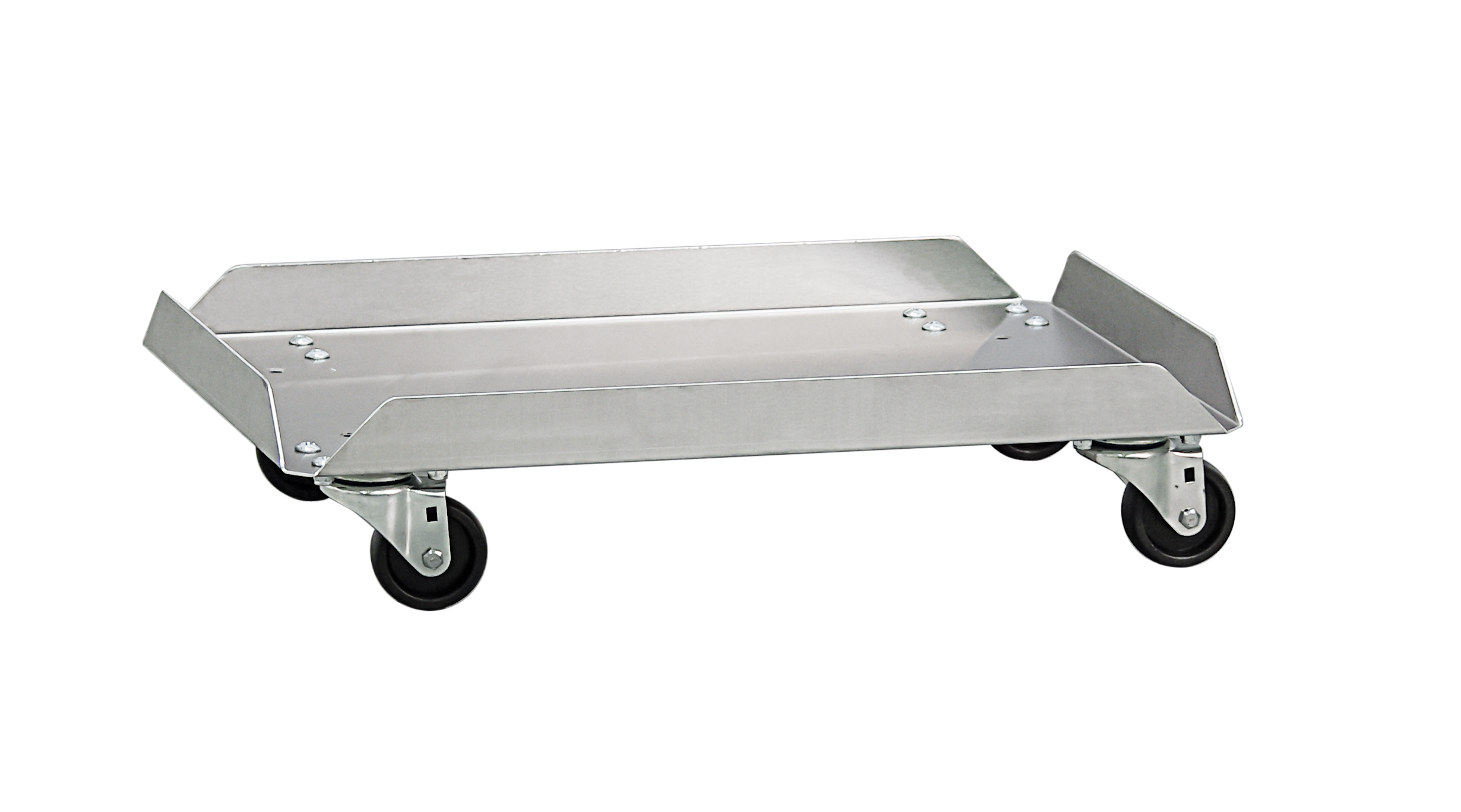 Mobile Heavy Duty Aluminum Flat Storage Dolly with Open Corners (For Lug Tubs, Bins & Totes Size 16.75" x 25.75" or Smaller) - 17"W x 6"H x 26"L