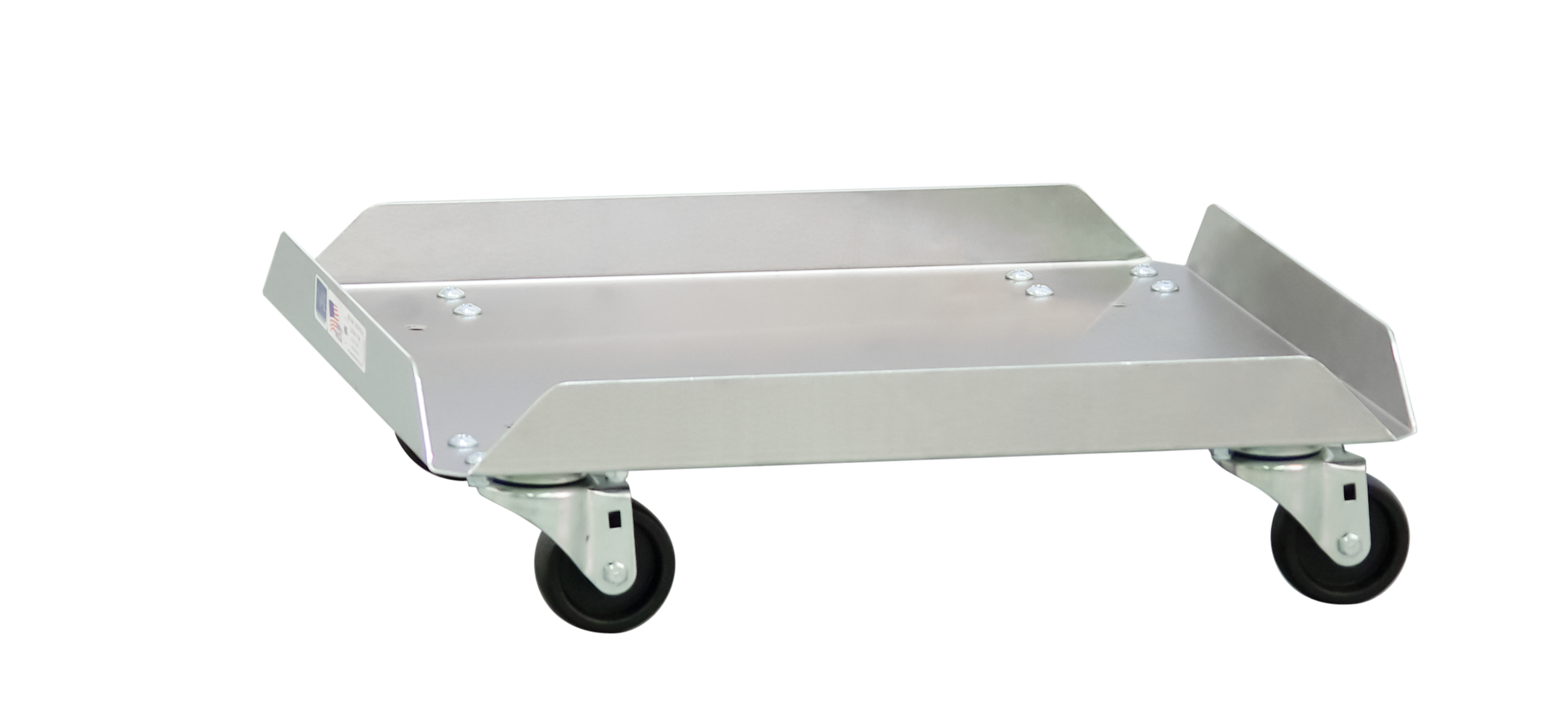 Mobile Heavy Duty Aluminum Flat Storage Dolly with Open Corners (For Chill Trays or Chillpac Containers Size 20” x 24”) - 19"W x 6"H x 23.5"L