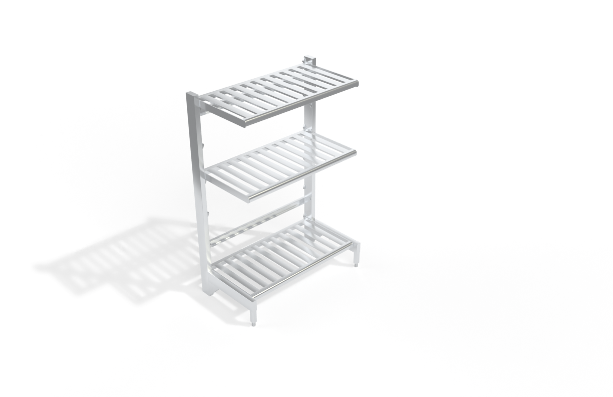 3-Tier Freestanding Heavy Duty Aluminum Quick Change (Lift-And-Lock) Cantilever Shelving Unit With (3) T-Bar (Slatted) Shelves - Shelving Kit/Complete Shelving Unit - 27"W x 72.25"H x 50.75"L