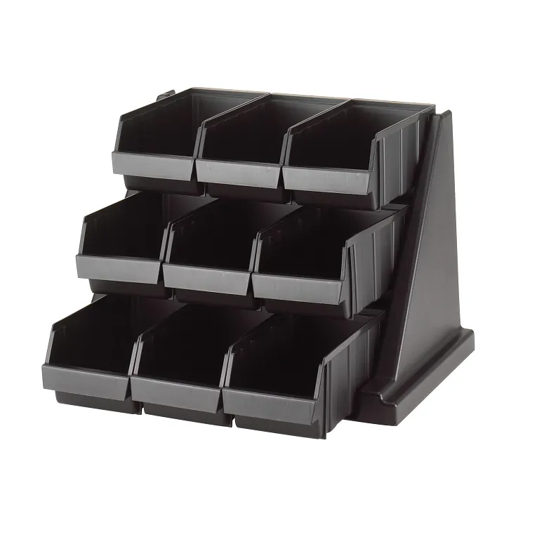 Versa Black 3-Tier Condiment Stand with 9 Bins