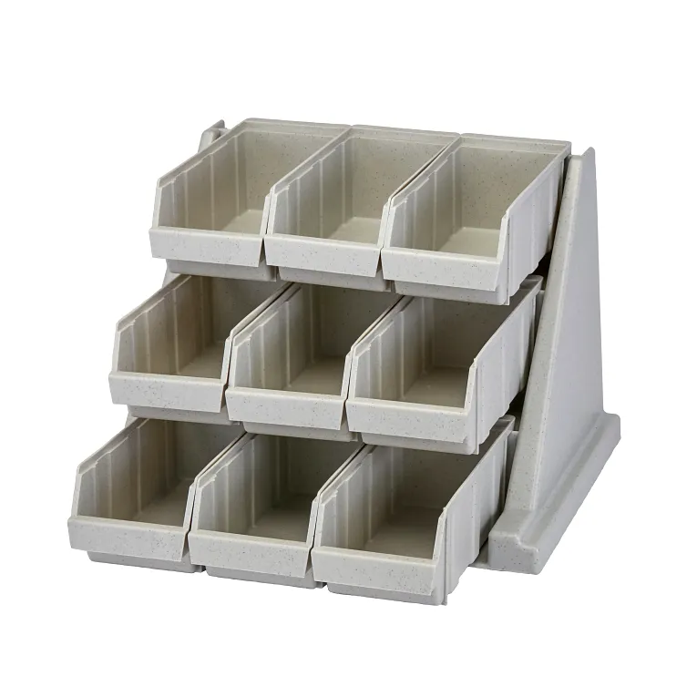 Versa Speckled Gray 3-Tier Condiment Stand with 9 Bins