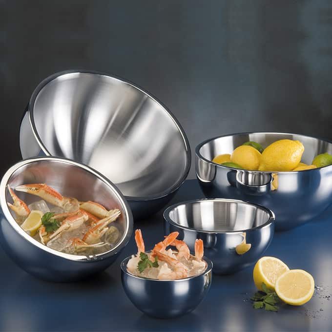 Bowl, Stainless Steel, Double Wall, Angled, 23 Oz.