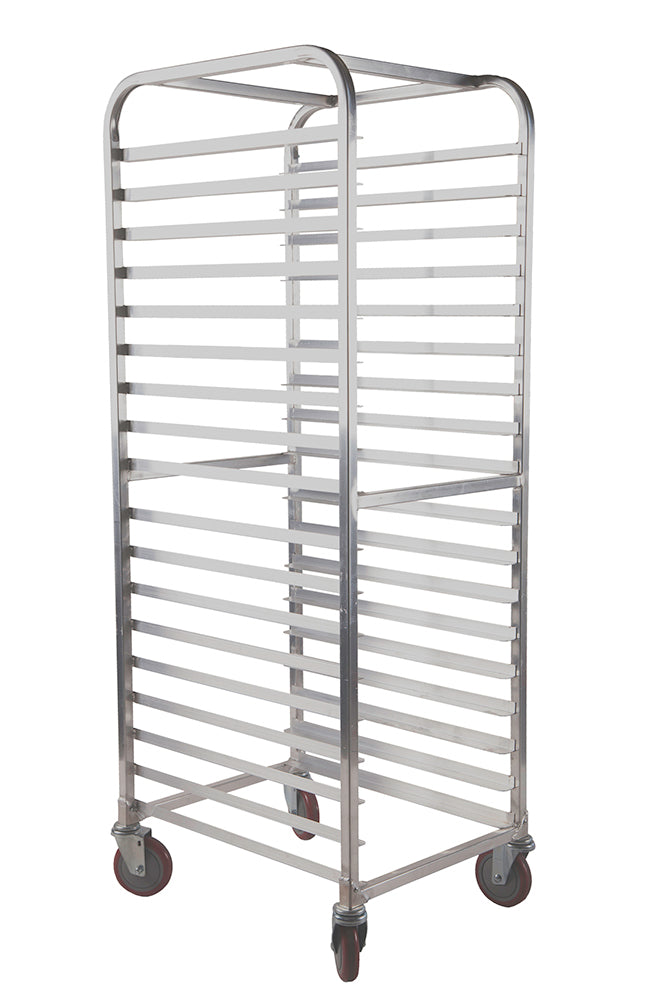 Pan Rack, mobile, full height, open sides, with slides for (40) 14" x 18"
