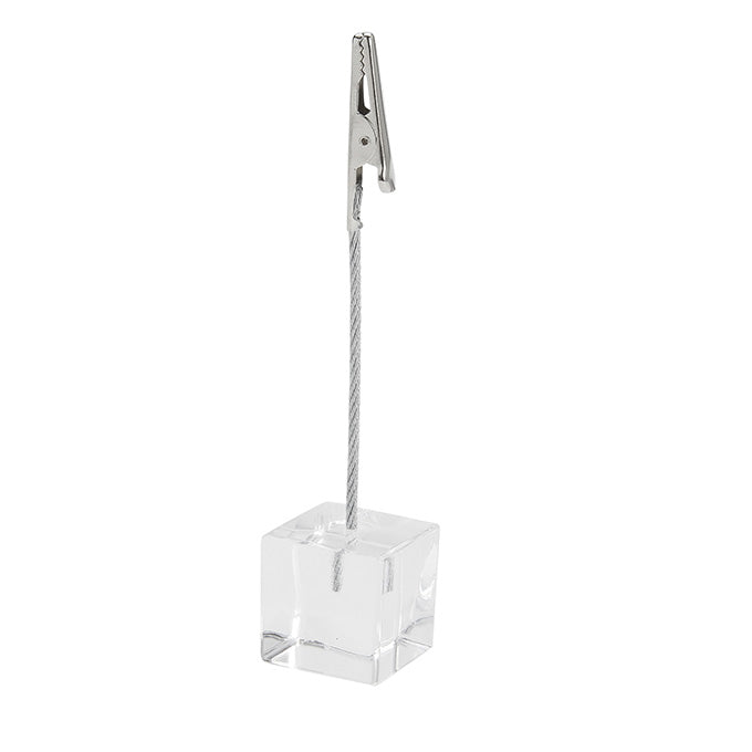 Card Holder, Aluminum, Alligator Clip, Round Base