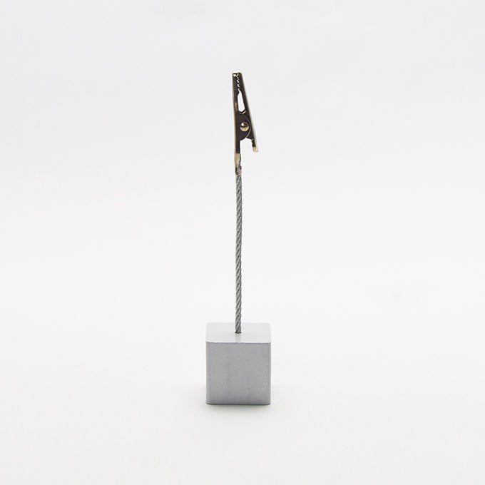 Card Holder, Aluminum, Alligator Clip, Square Base
