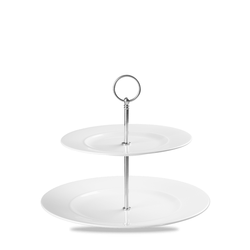 Alchemy® 8-1/2"H 2-Tier Round Plate Tower, White