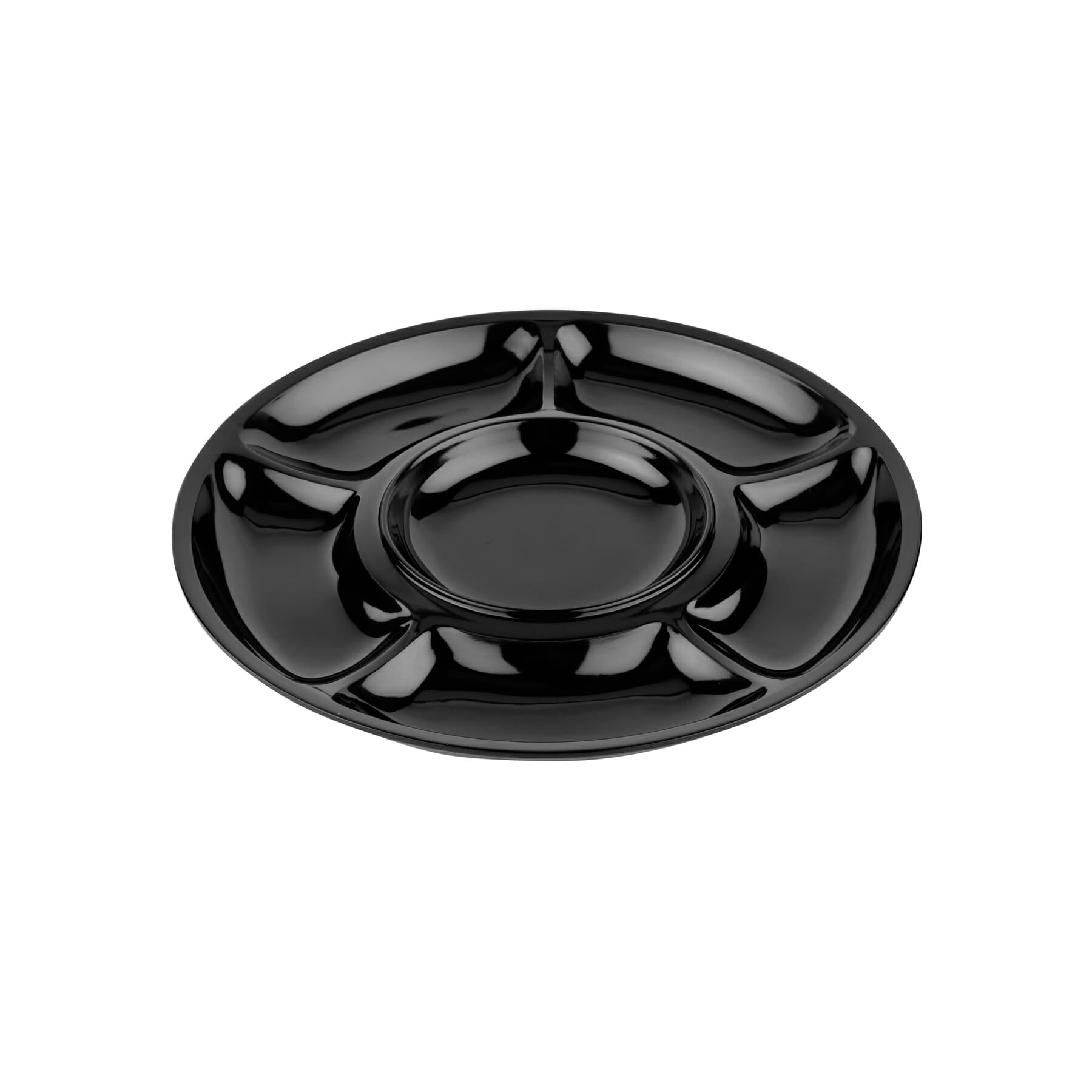 Milano 14" 6-Compartment Plate, Black