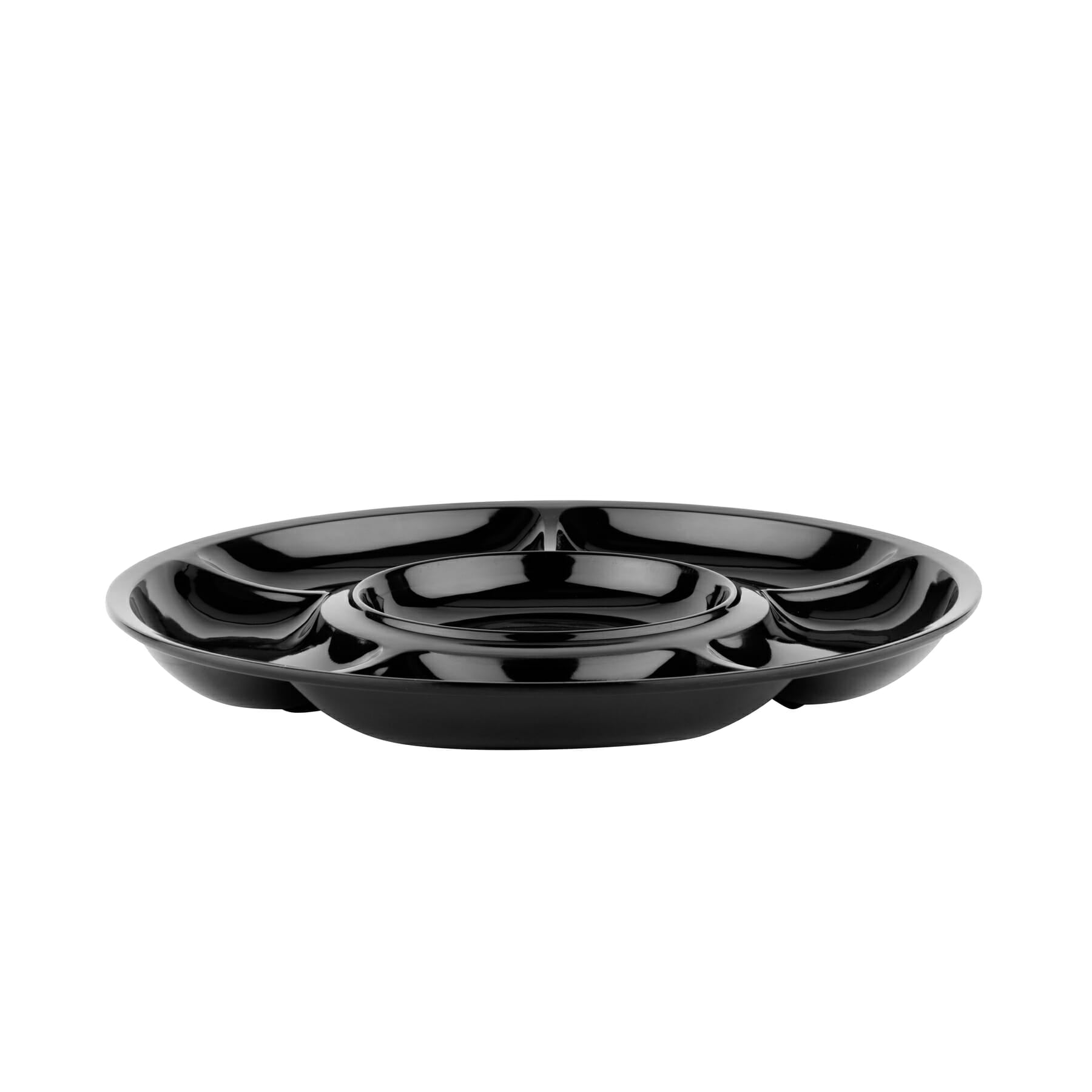 Milano 14" 6-Compartment Plate, Black