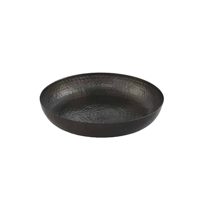 80 oz. Round Seafood Tray, Hammered Aluminum, Black