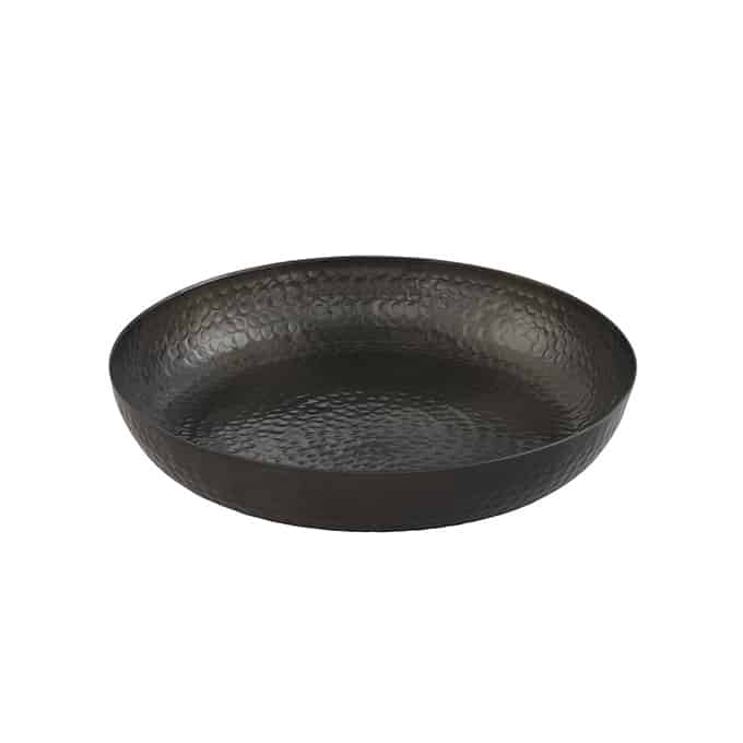 128 oz. Round Seafood Tray, Hammered Aluminum, Black
