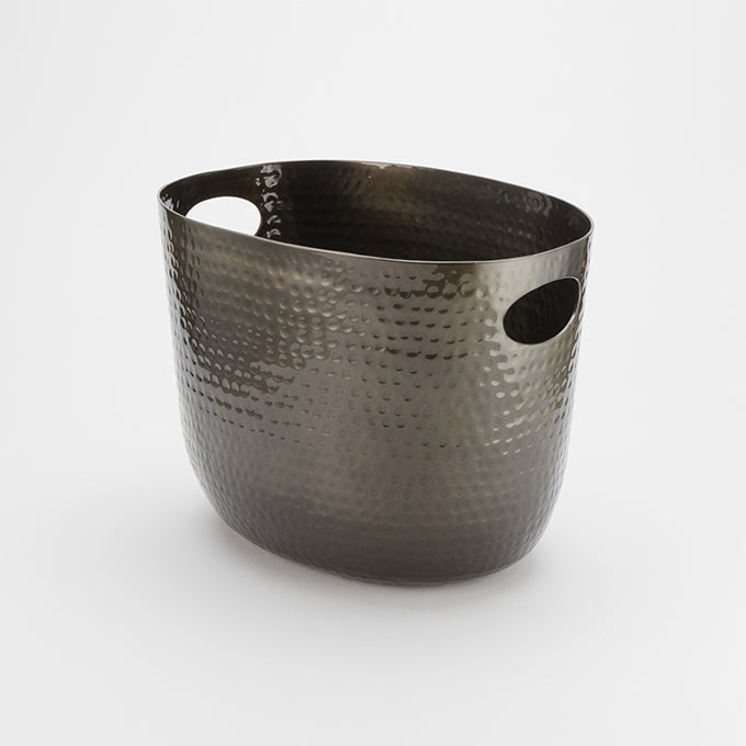 Beverage Tub, 7-3/4 qt., Hammered Aluminum, Black