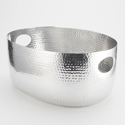 Tub, Aluminum, Hammered, Silver, 16-1/4 Qt