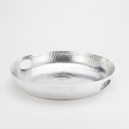 Tray, Aluminum, Hammered, Silver, 16" Dia.